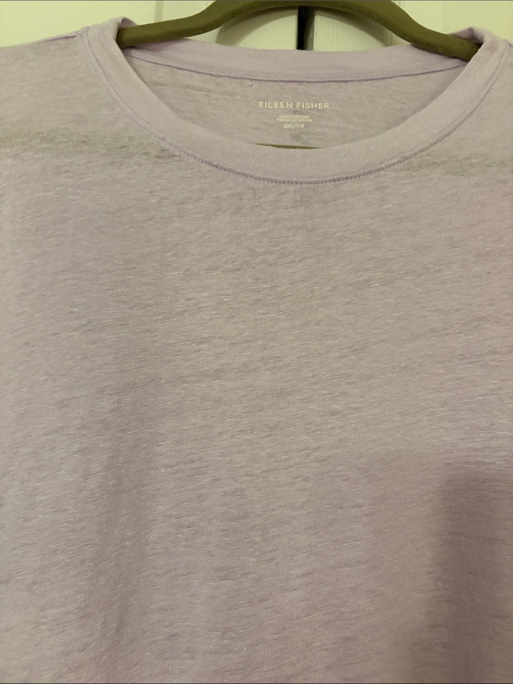 Eileen Fisher Soft Lavender Long-Sleeve Crewneck 100% Organic Linen XXS - Picture 3 of 7